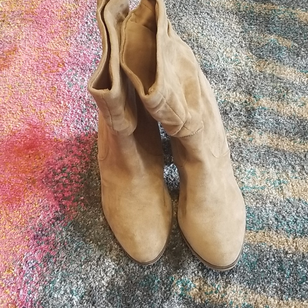 Tan slip on boots